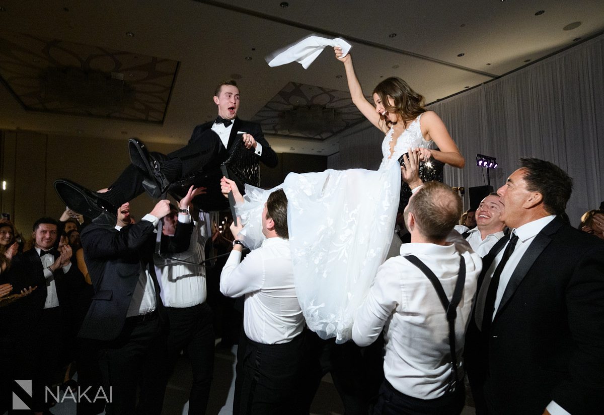 Loews Chicago Hotel wedding pictures hora dancing reception Jewish traditions