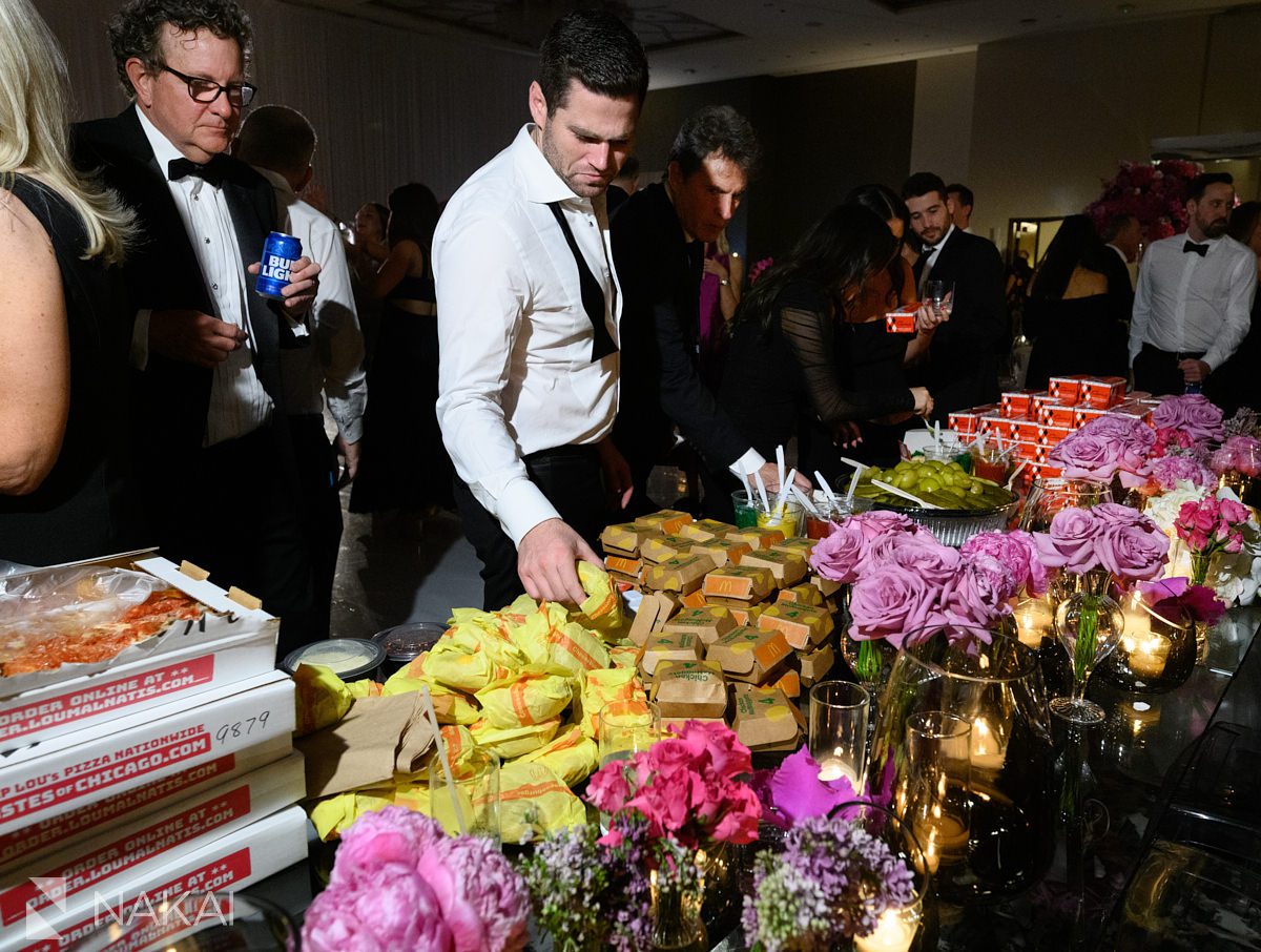 Loews Chicago Hotel wedding pictures late night snacks reception