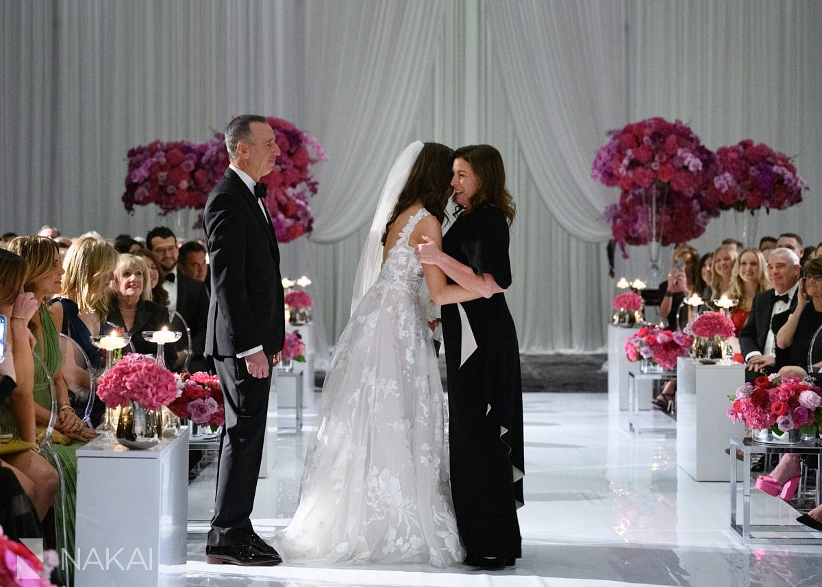 Loews Chicago Hotel wedding pictures processional ceremony ballroom bride groom