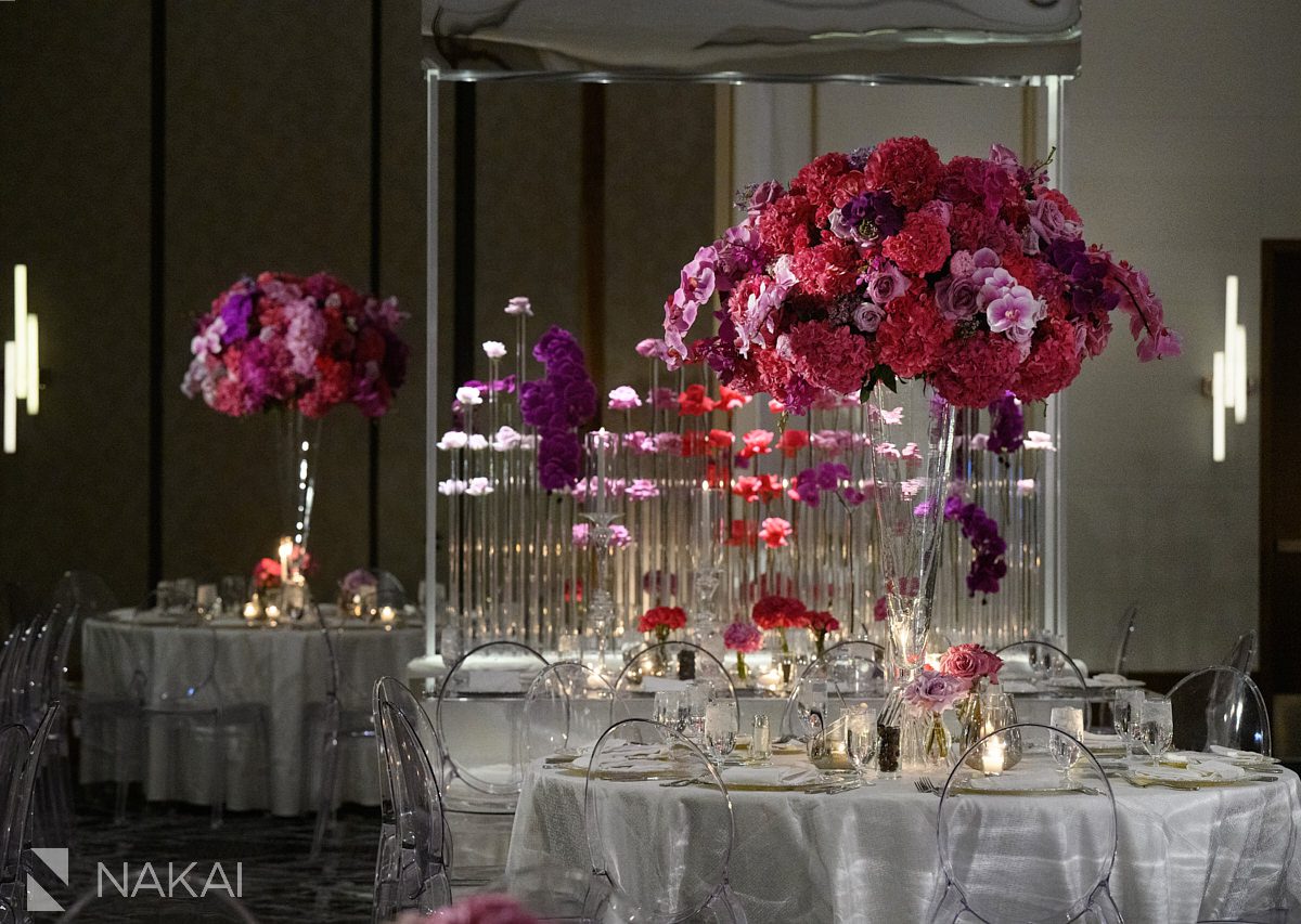 Loews Chicago Hotel wedding pictures reception details decor flowers