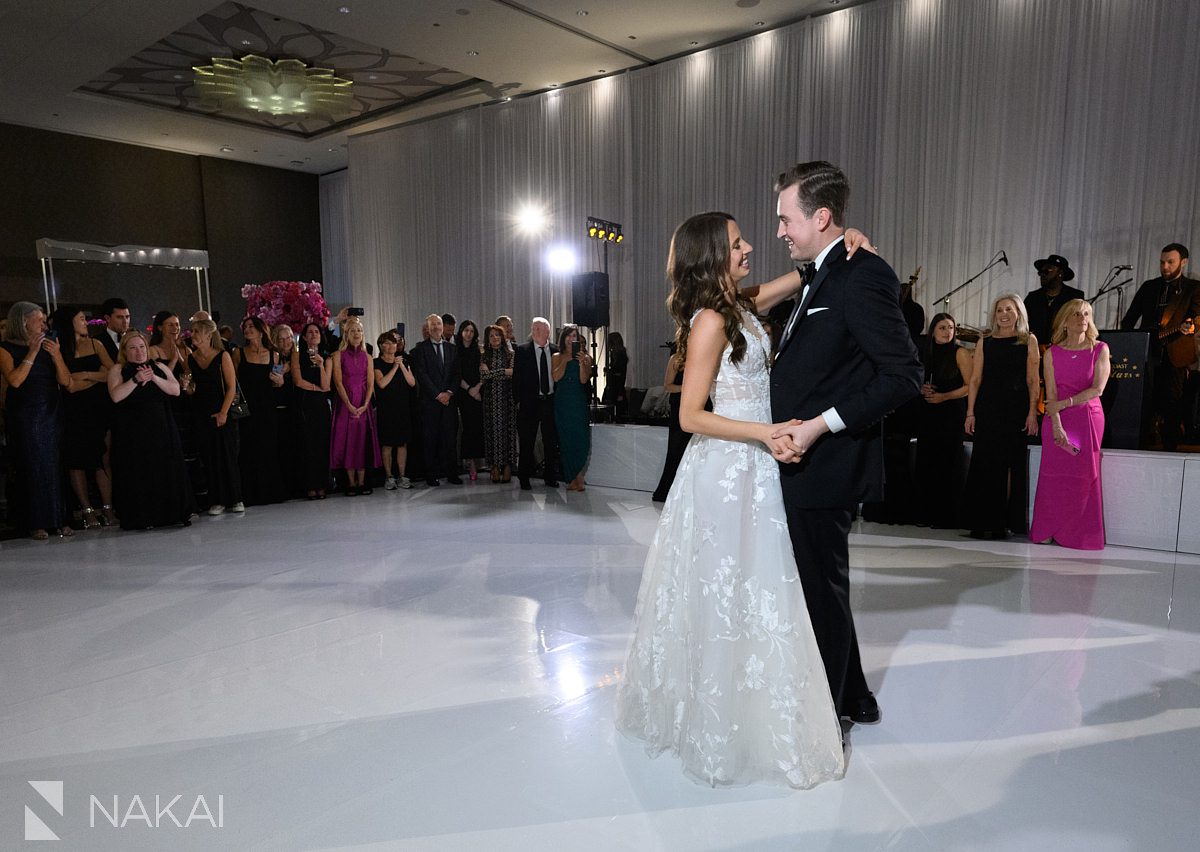 Loews Chicago Hotel wedding pictures reception first dance bride and groom