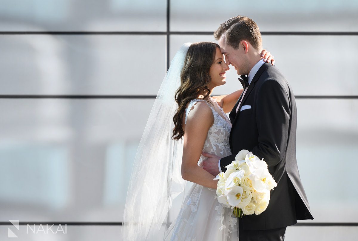 Loews Chicago Hotel wedding pictures on rooftop terrace bride and groom