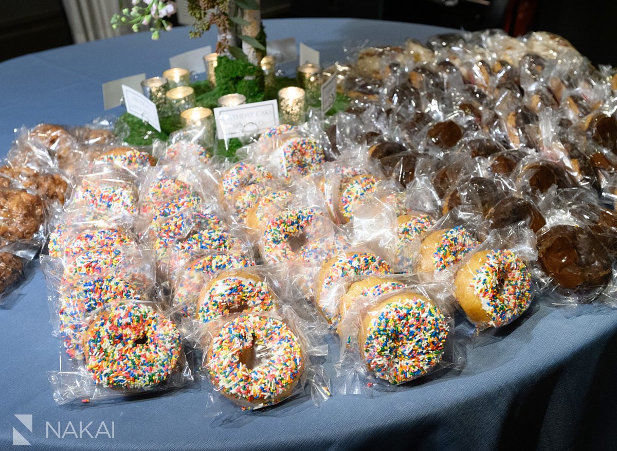 Chicago LondonHouse wedding photographer reception late night snacks donuts