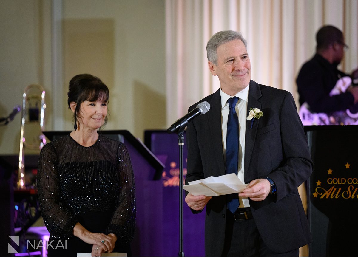 Chicago LondonHouse wedding photographer reception toast parents