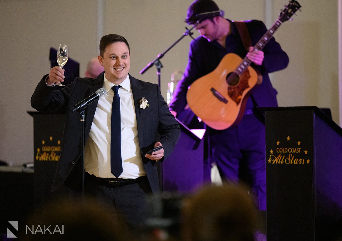 Chicago LondonHouse wedding photographer reception toasts parents