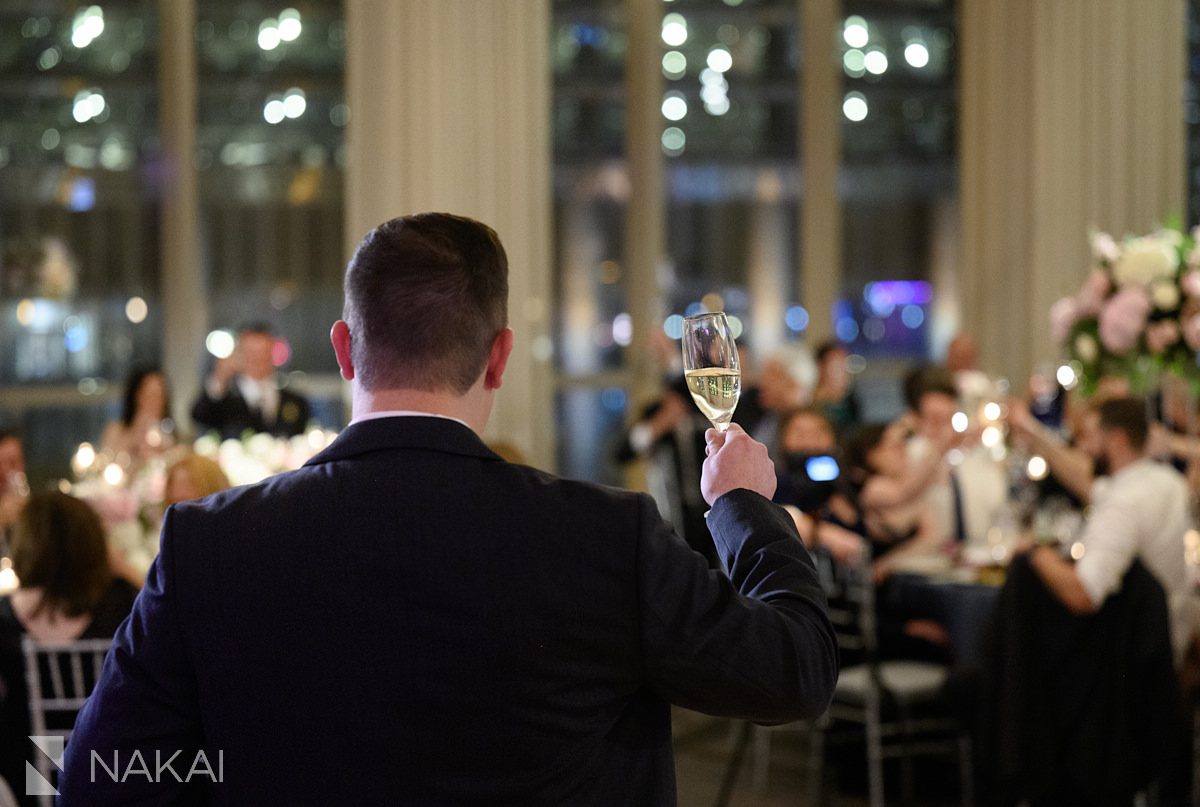 Chicago LondonHouse wedding photographer reception toasts