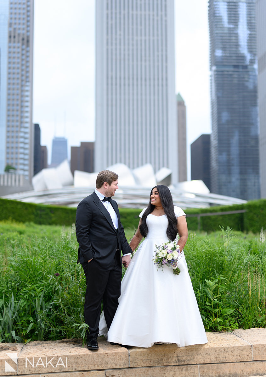 bride and groom lurie gardens wedding pictures