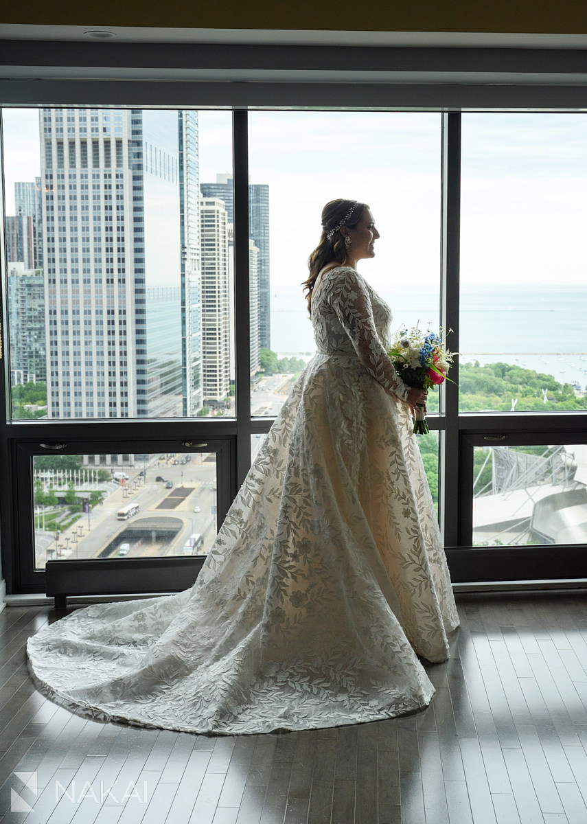 chicago bride wedding details in front of window