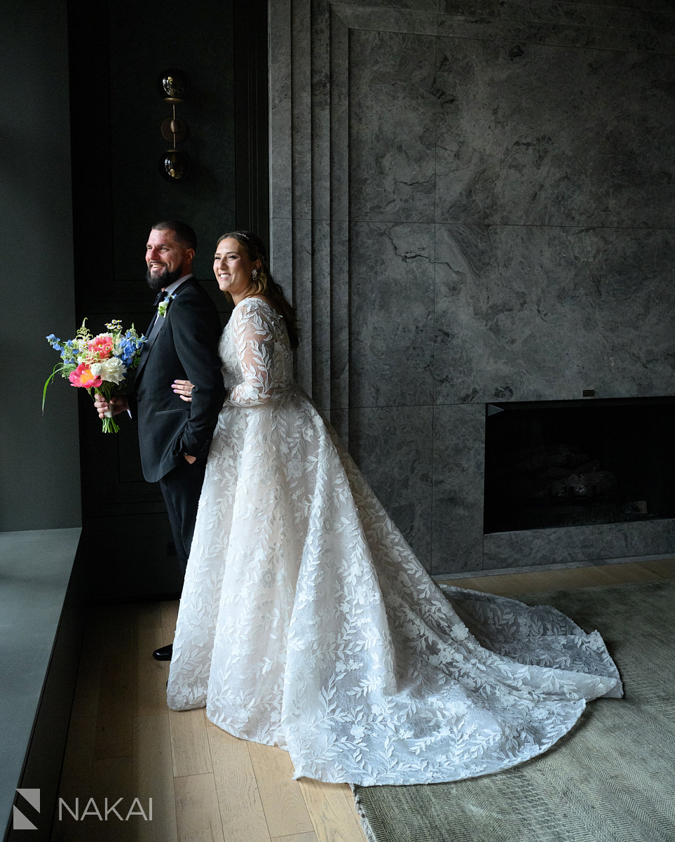 old post office chicago wedding photo bride and groom in vault room