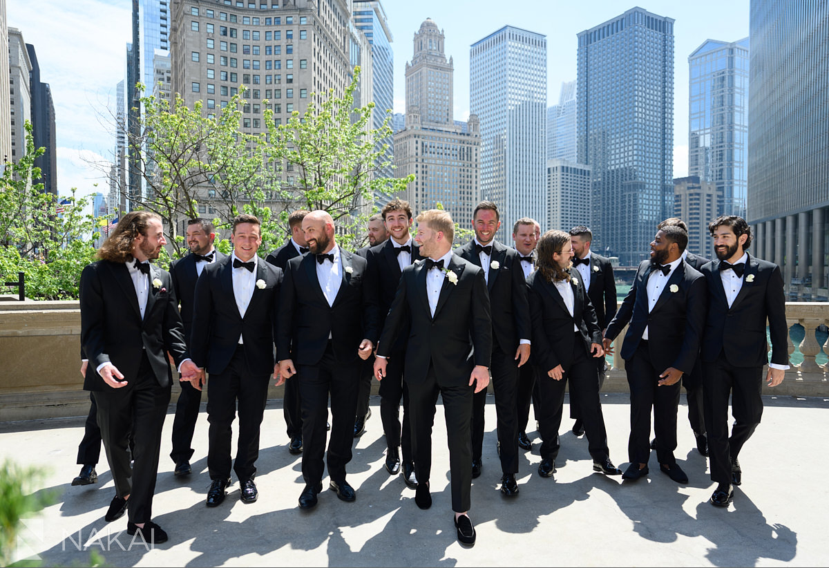 wrigley building wedding party photos 
