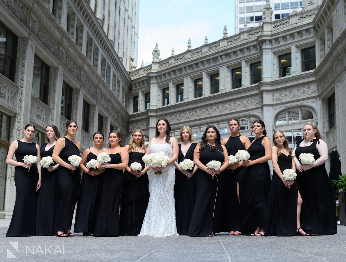 wrigley building wedding pictures bridesmaids