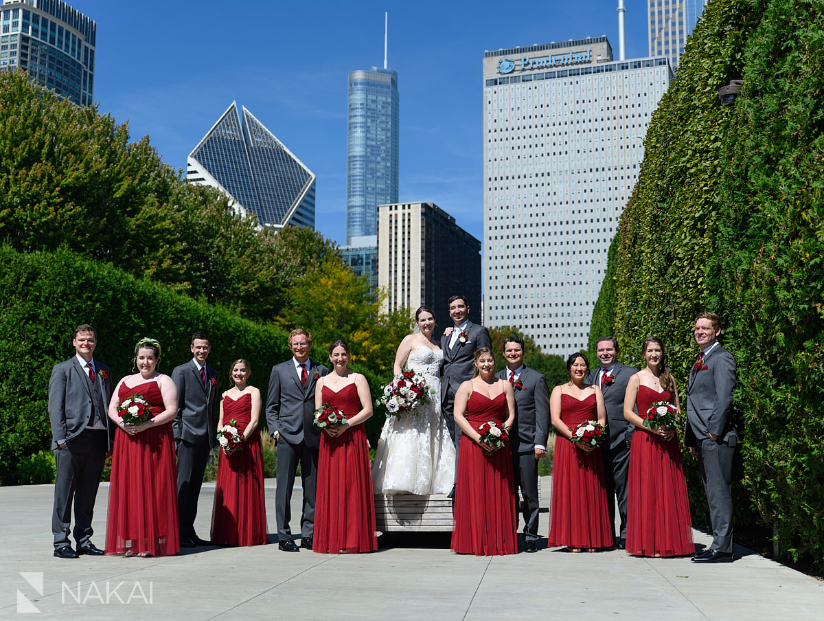 lurie garden wedding photos chicago millennium park bridal party
