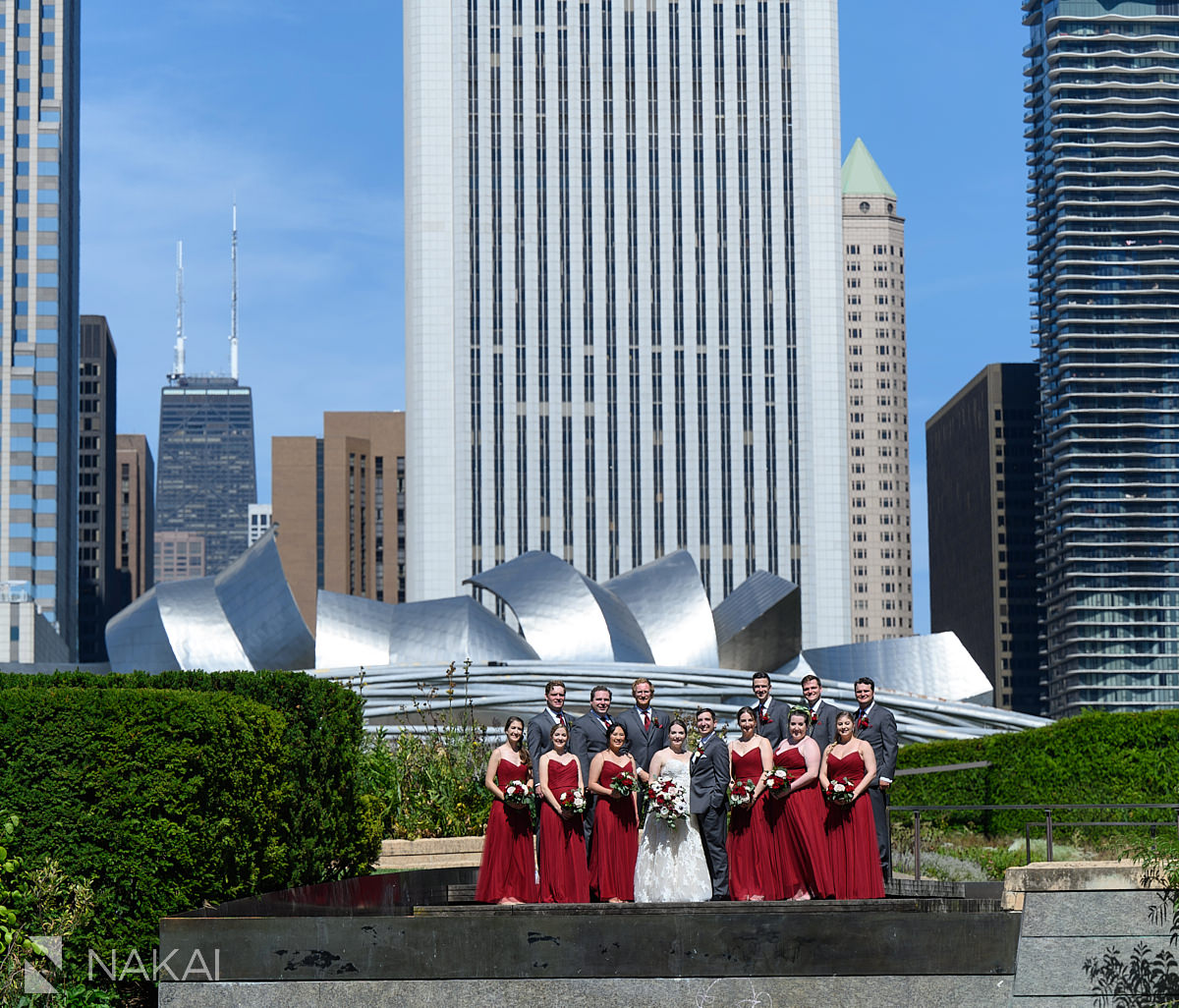 millennium park wedding photo bridal party