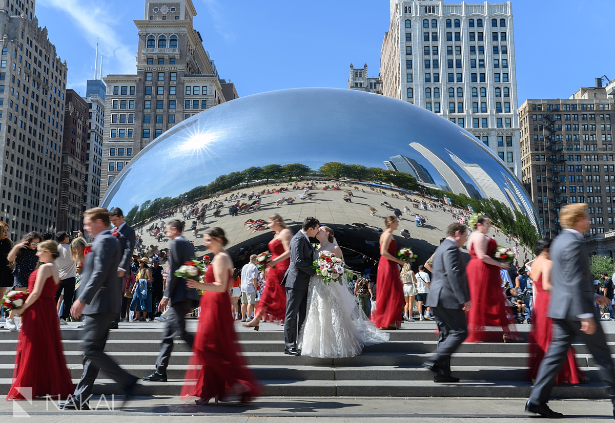 chicago millennium park wedding photos bridal party