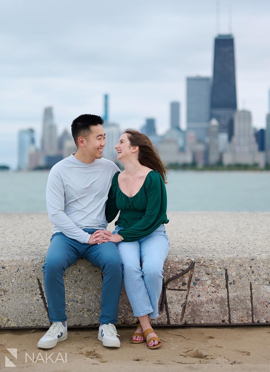 north avenue beach engagement photo skyline