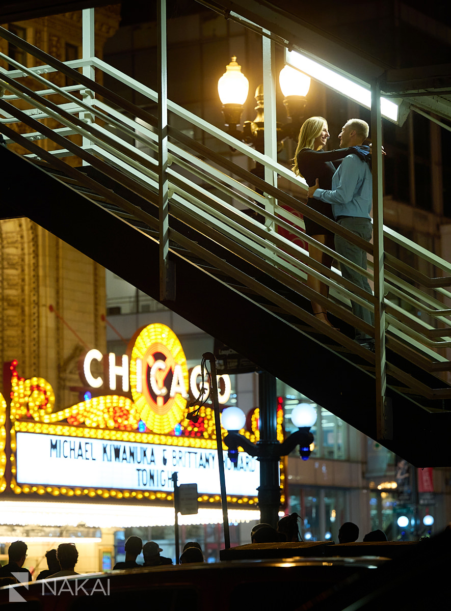 creative chicago engagement photos at night