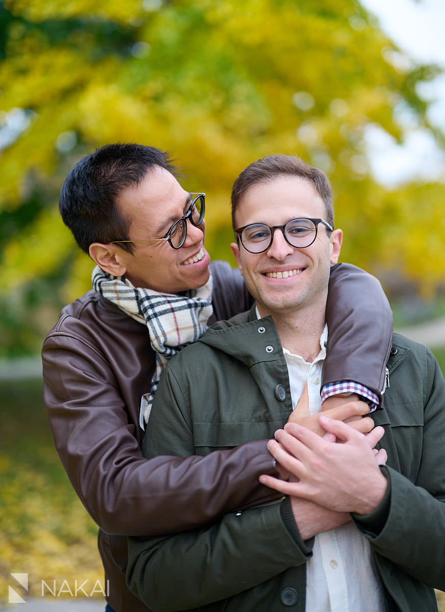 fall lincoln park engagement pictures same sex couple