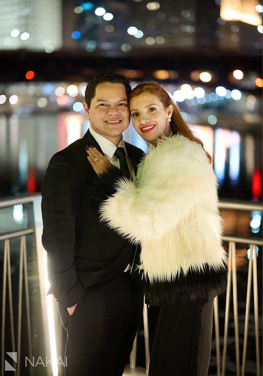 chicago proposal photographers winter along over river