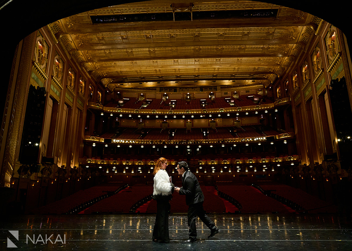 Proposal photographer Chicago at Lyric Opera on stage