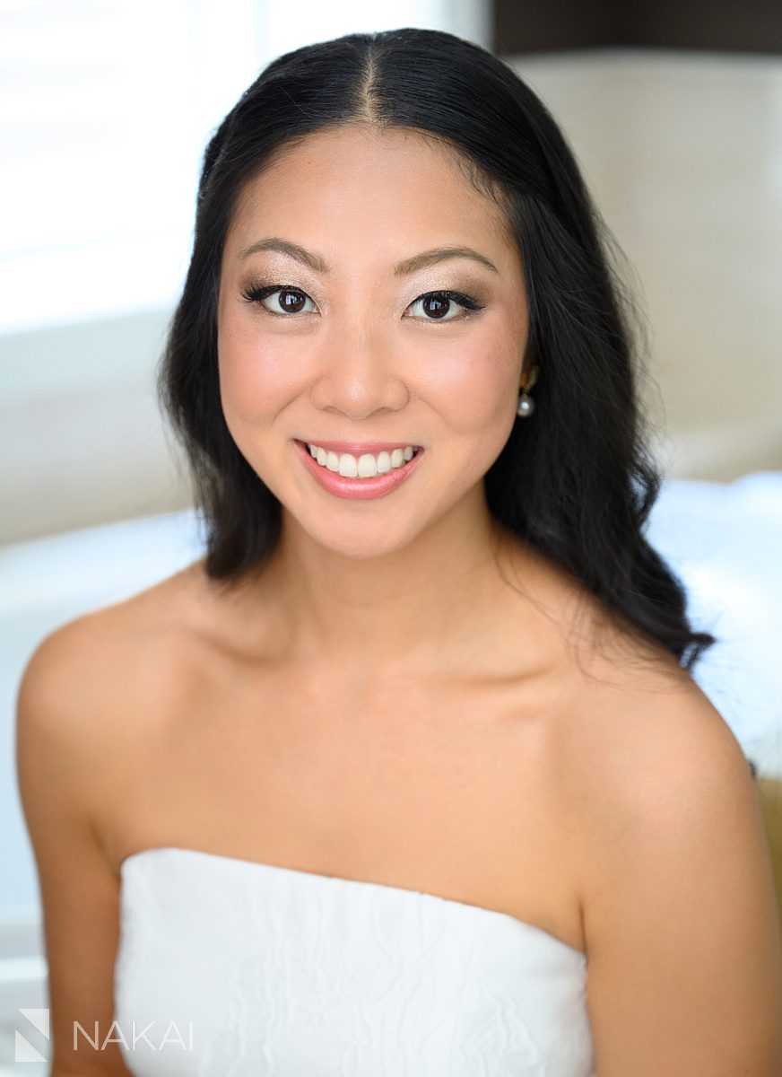 bride photo with completed makeup at JW Marriott Chicago