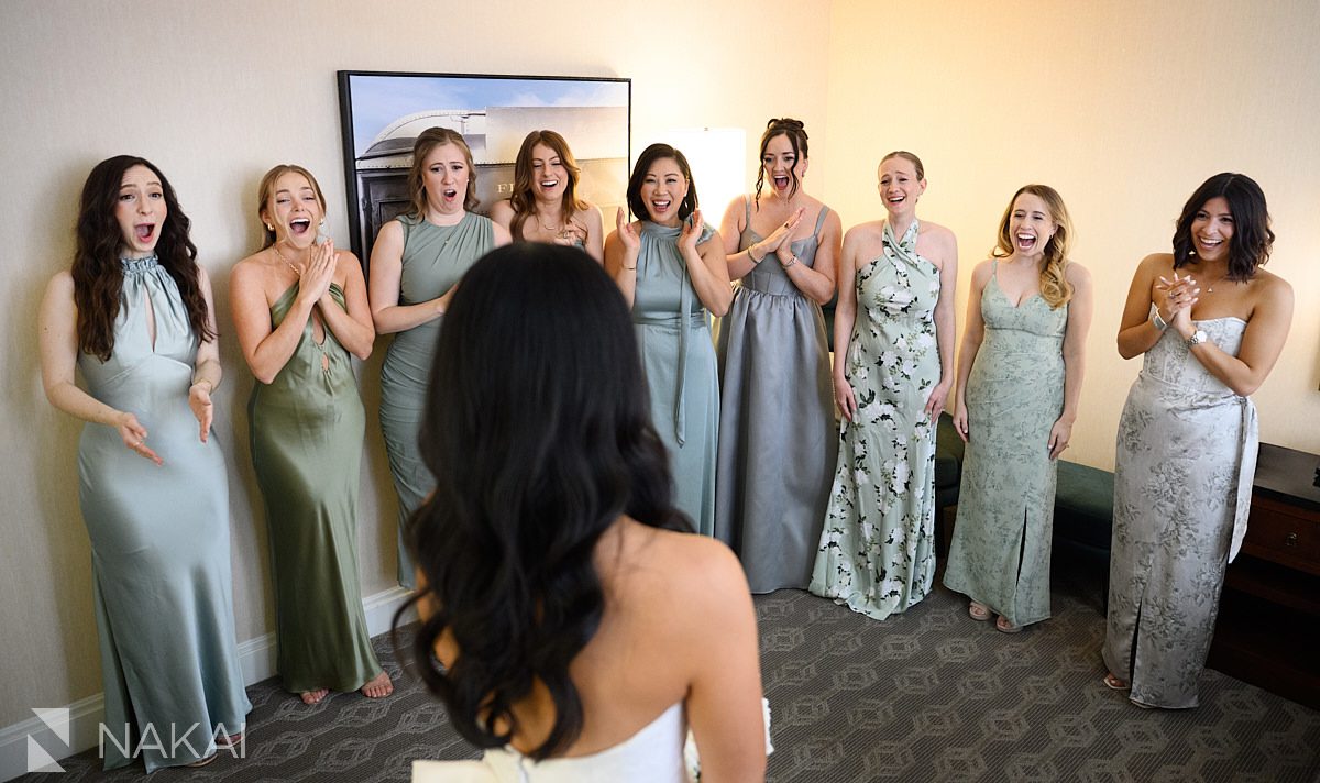bridesmaids reveal for JW Marriott Chicago wedding