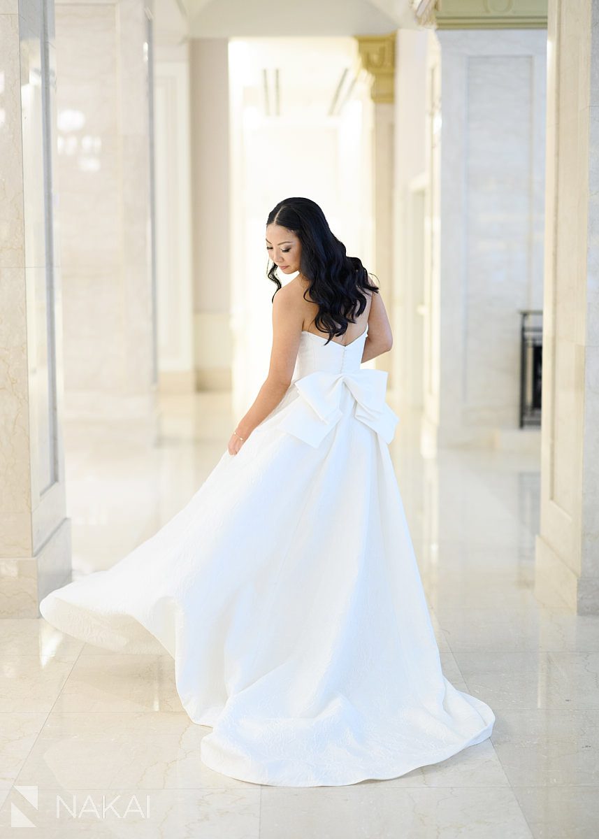 bridal portrait walking for JW Marriott Chicago wedding