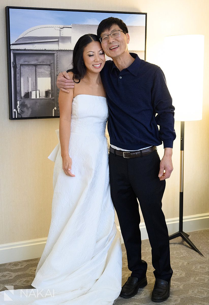 bride and father hugging at JW Marriott Chicago