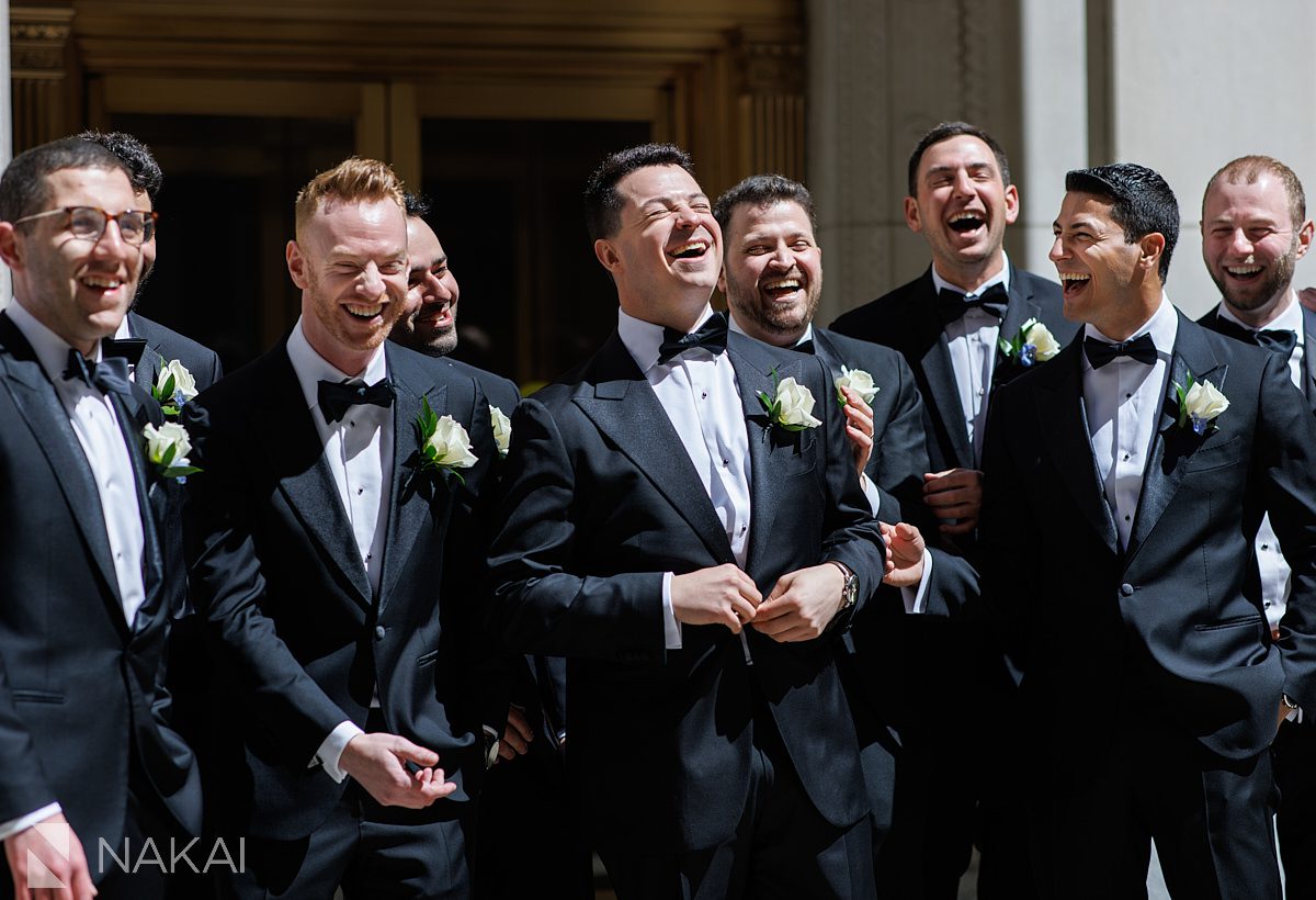 groomsmen laughing chicago wedding photos