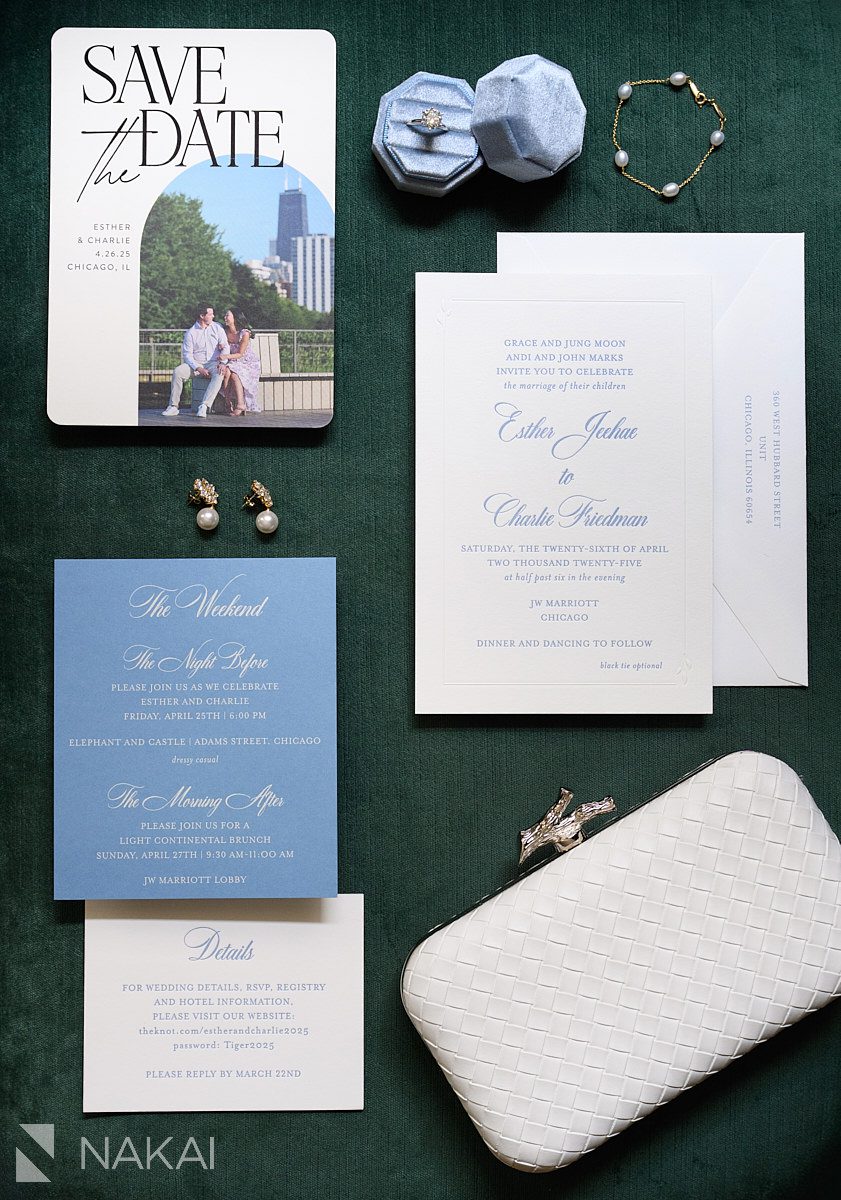 lay flat stationary chicago wedding details 