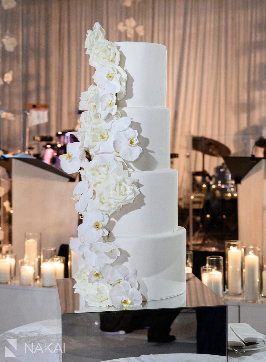 cake Four Seasons Hotel Chicago wedding reception photo white orchids