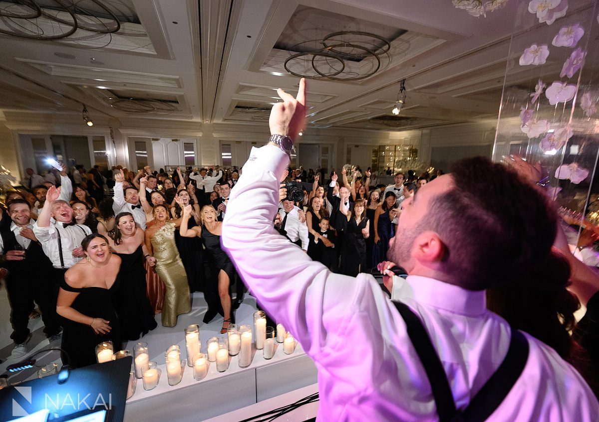 band Four Seasons Hotel Chicago wedding photo bride groom on stage 