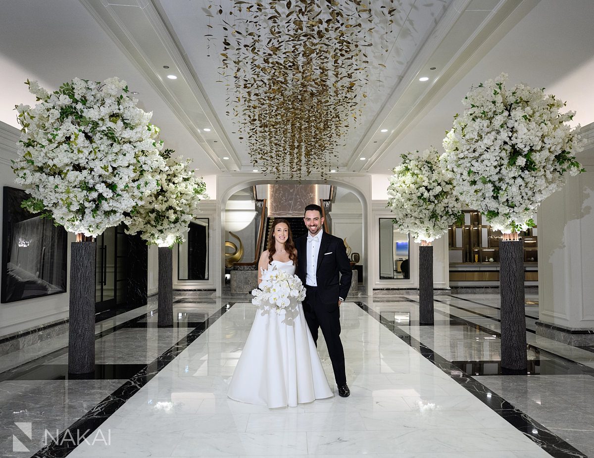 bride groom in lobby Four Seasons Hotel Chicago Wedding photo 