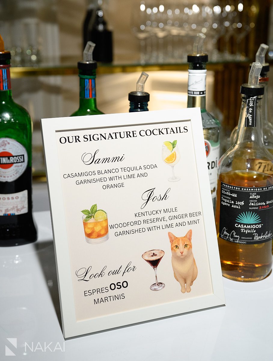 cocktail sign Four Seasons Hotel Chicago wedding reception photo 