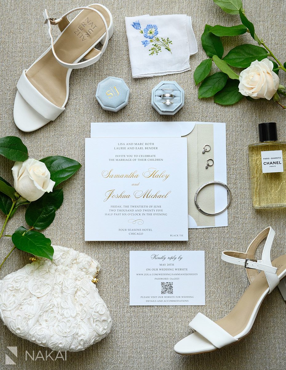 lay flat stationary details Four Seasons Hotel Chicago Wedding photo 