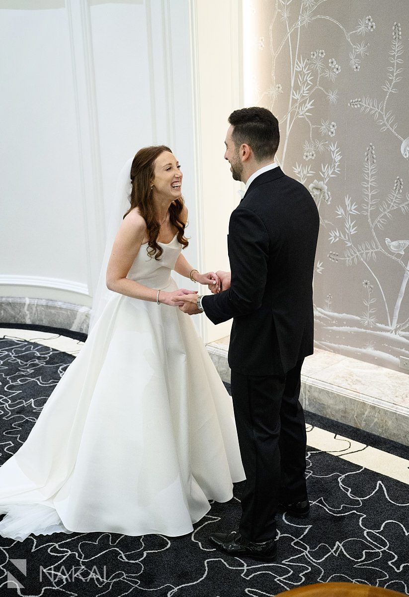 first look Four Seasons Hotel Chicago Wedding photo 