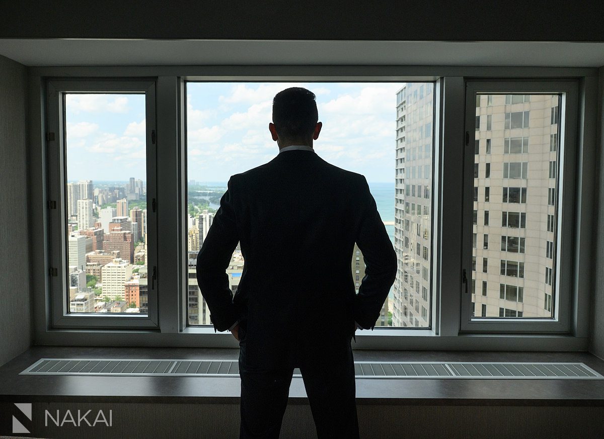 groom portrait Four Seasons Hotel Chicago Wedding photo 