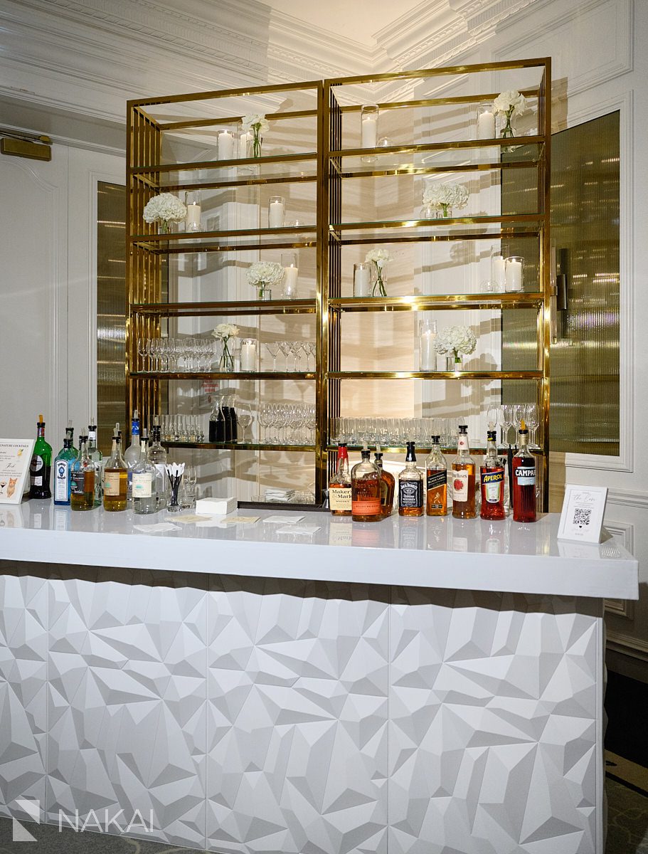 gold bar for reception Four Seasons Hotel Chicago wedding photo 