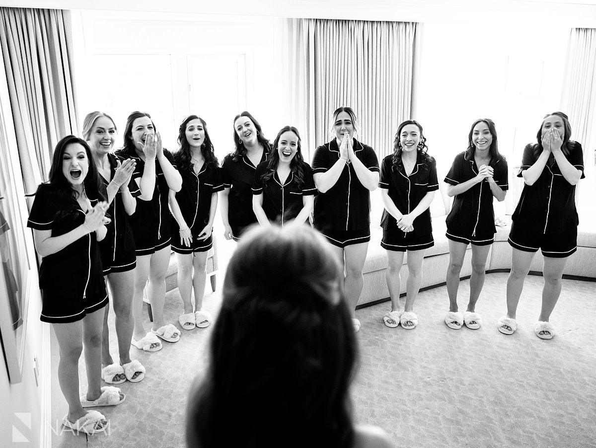 bridesmaids reveal Four Seasons Hotel Chicago Wedding photo 