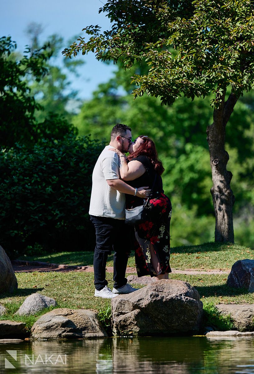 Proposal at garden of phoenix, kiss in Chicago's Hyde Park