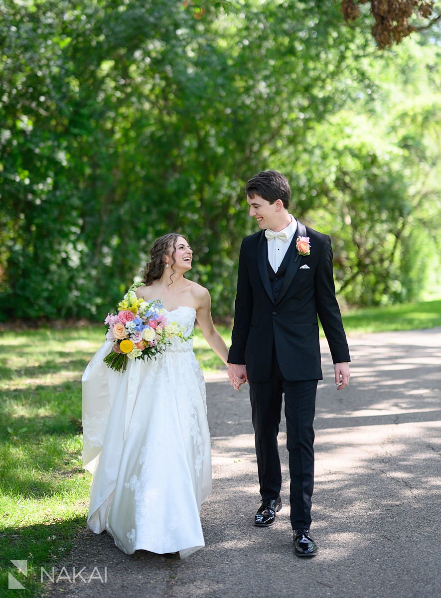 Ravinia Green Country Club Wedding bride and groom walking