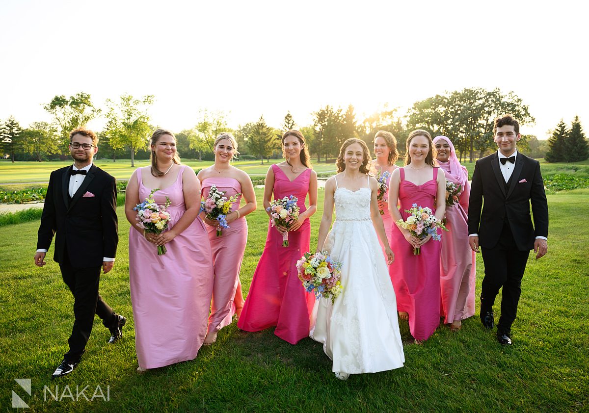 Ravinia Green Country Club Wedding bridal party walking 