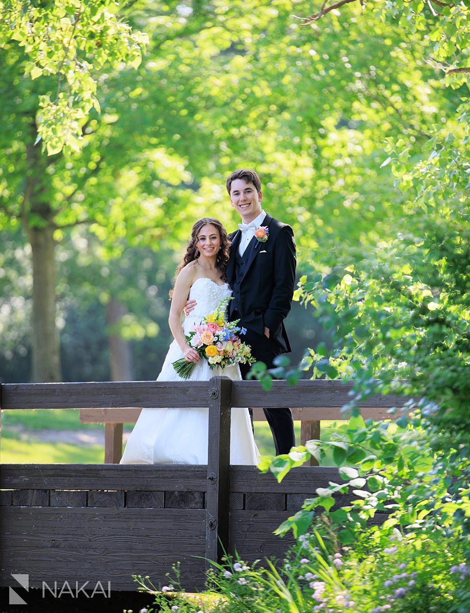 Ravinia Green Country Club Wedding illinois golf course bridge with bride and groom
