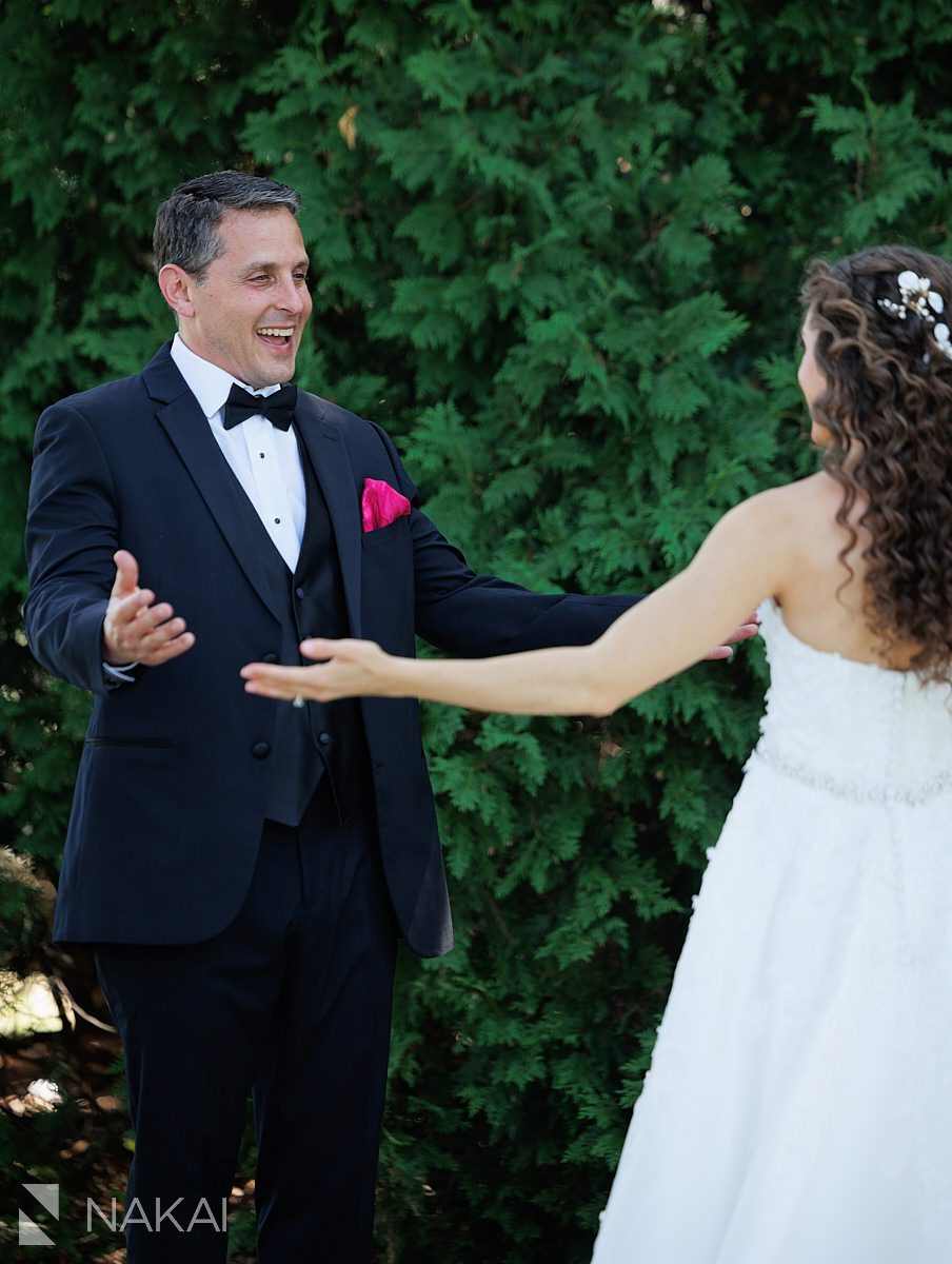 first look with dad Ravinia Green Country Club Wedding 