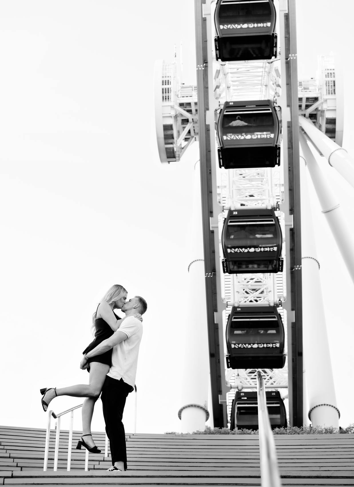 navy pier proposal photography, ferris wheel