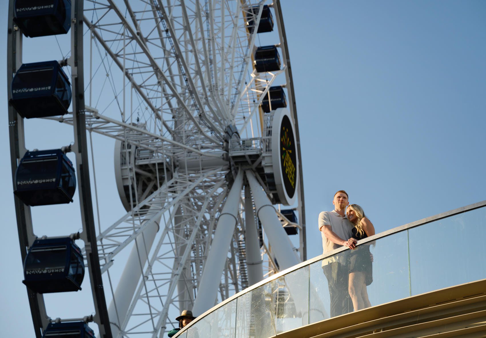 surprise chicago navy pier proposal photos, ferris wheel