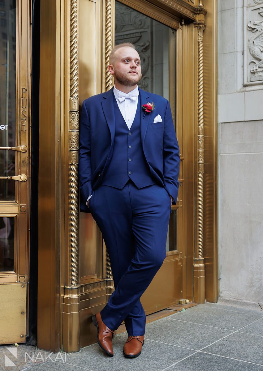 groom blue suit chicago wedding