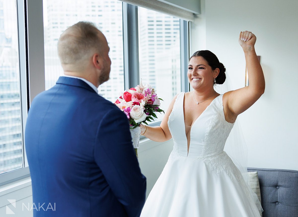 happy bride chicago wedding