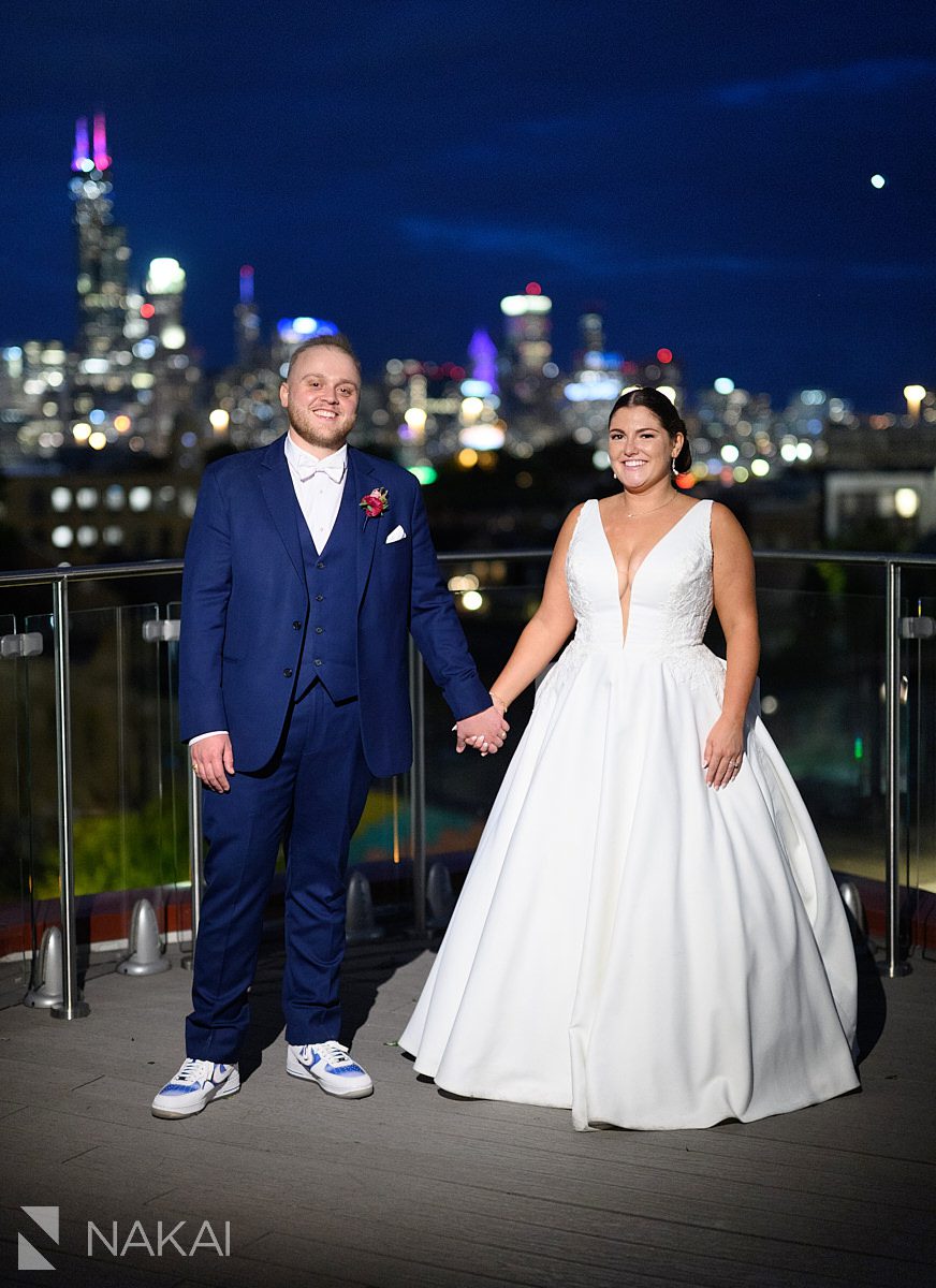lacuna lofts wedding rooftop photo at night
