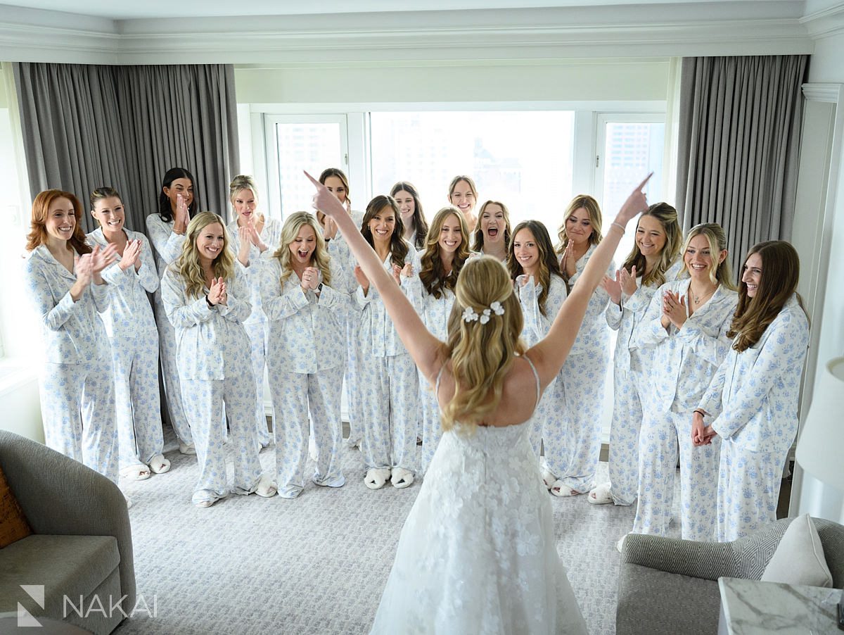 bridesmaids four seasons chicago hotel wedding