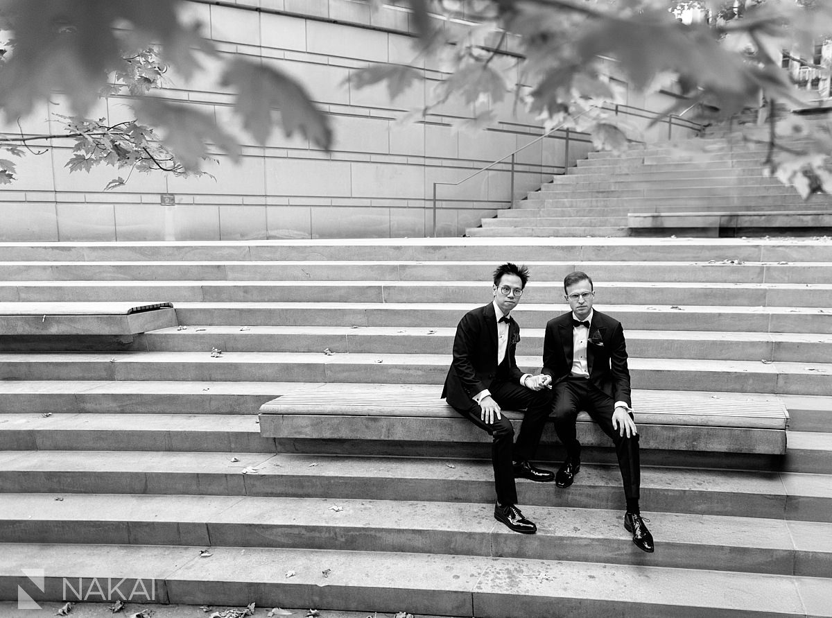 black and white same sex marriage chicago tuxedo